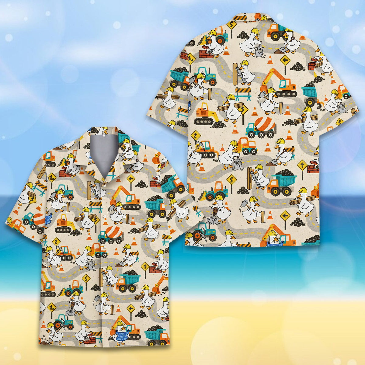 Front view of the hawaiian shirt friday construction design