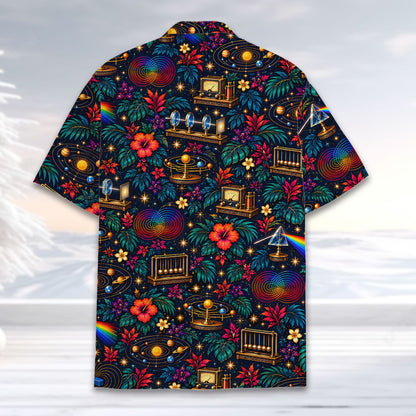 Alternate back view showing the vibrant tropical and science motifs