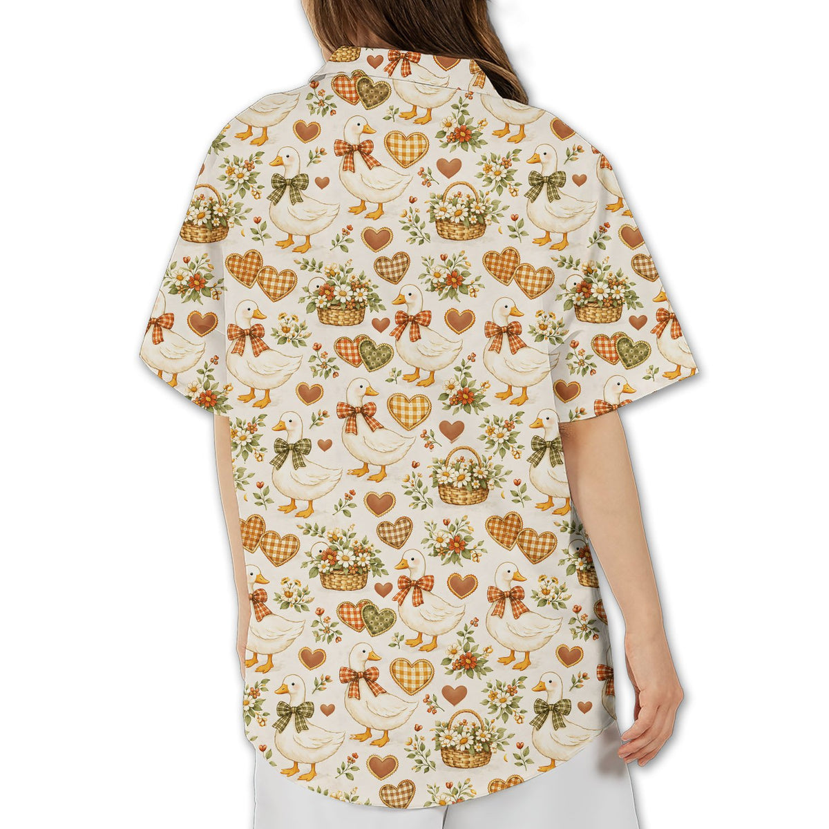 Third lifestyle view showing the country geese pattern in a casual setting