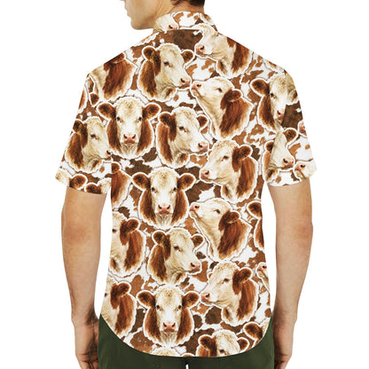 Another lifestyle shot featuring the brown and white hawaiian cow shirt