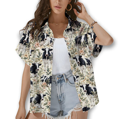 Second lifestyle view of the cows hawaiian shirt in a natural setting