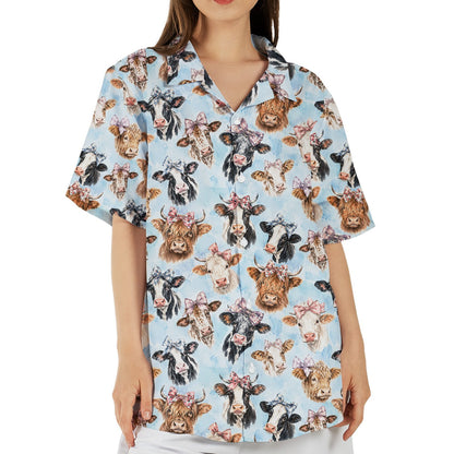 Lifestyle view of the family matching hawaiian shirts worn outdoors