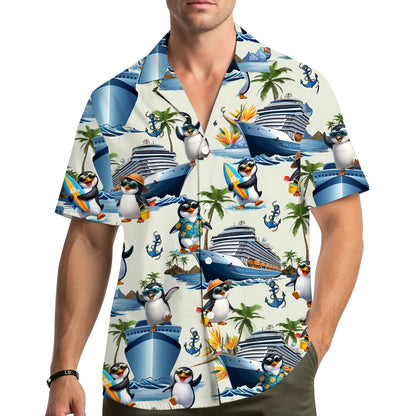 Lifestyle view of the family hawaiian shirts worn on a summer vacation