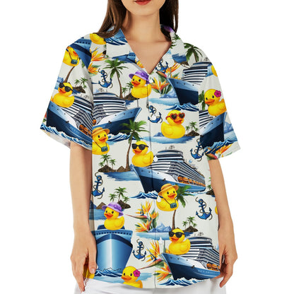 Front view of the matching family hawaiian shirt design on a white background