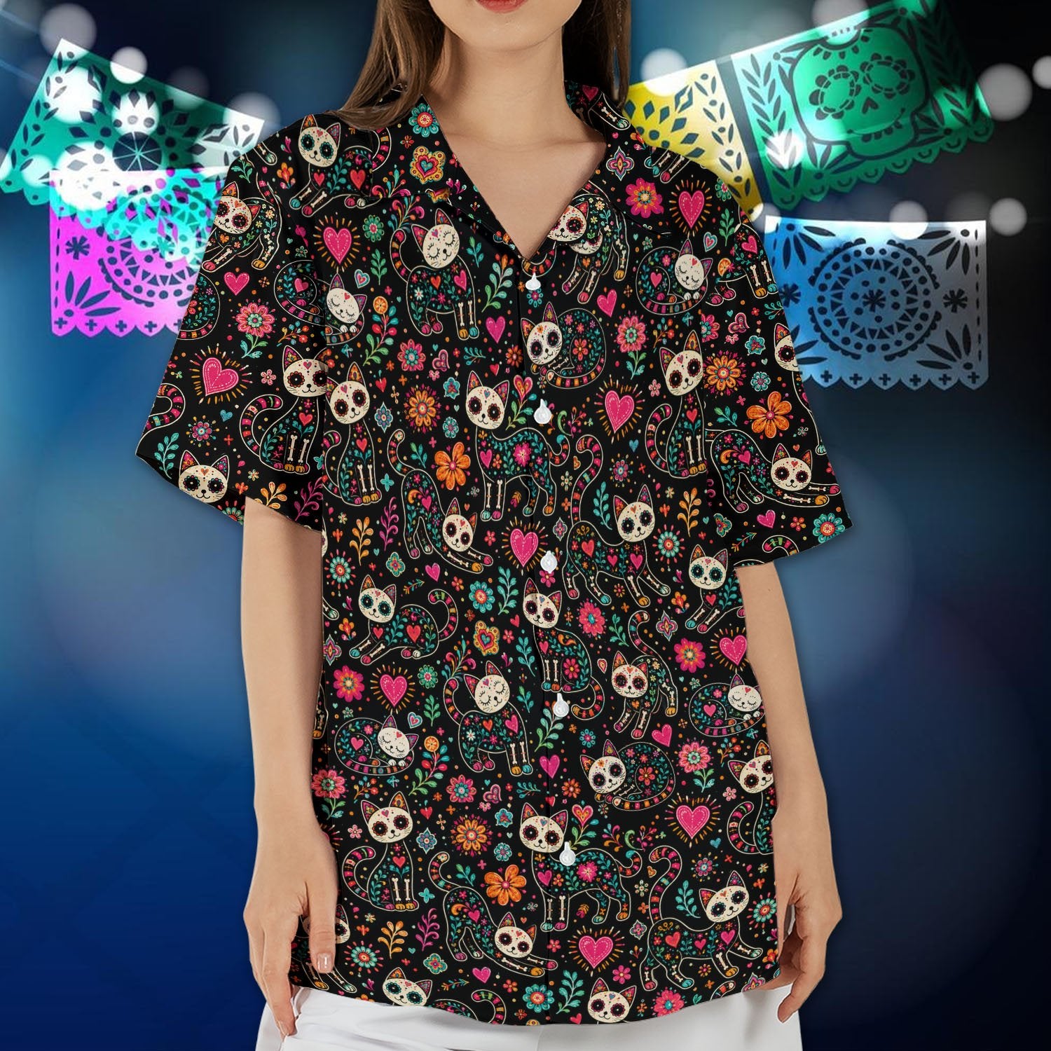 Second lifestyle view of the Day of the Dead shirt