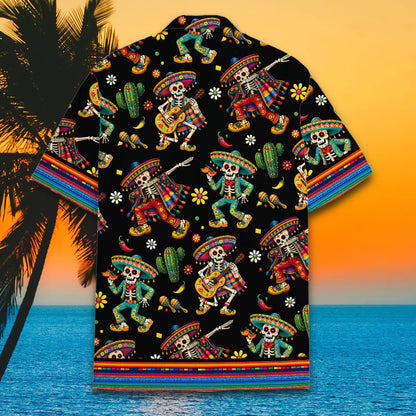 Third lifestyle view of the holiday Hawaiian shirt