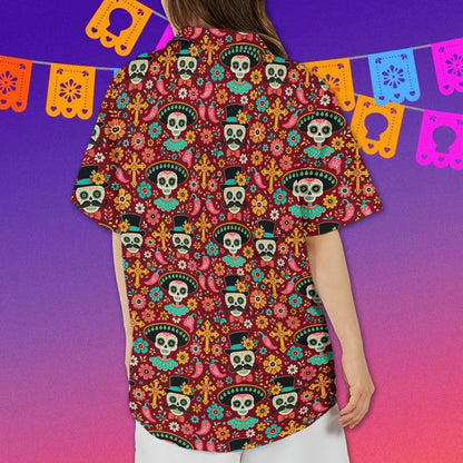 Day of the Dead matching family Hawaiian shirt alternate back view