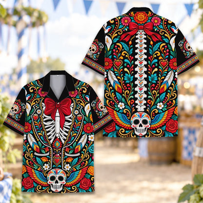 Front view detailing the vibrant Día de los Muertos elements