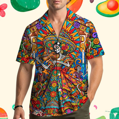 Lifestyle view of family wearing matching hawaiian shirts