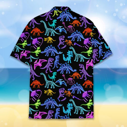 Second back view of dinosaur skeleton hawaiian shirt