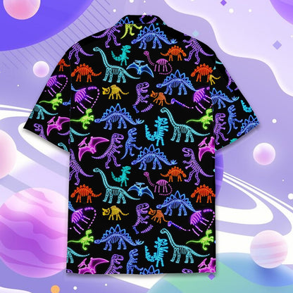 Back view of mens dinosaur hawaiian shirt