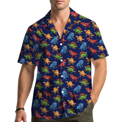 Lifestyle view of a family wearing the matching family hawaiian shirts