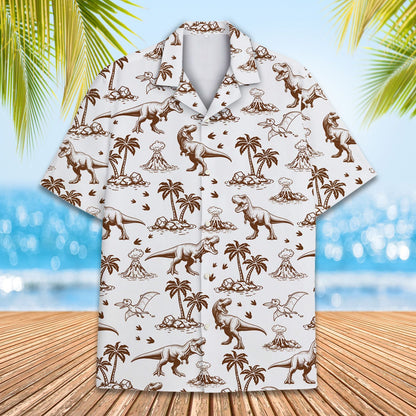 Family matching dinosaur hawaiian shirt, front view 3