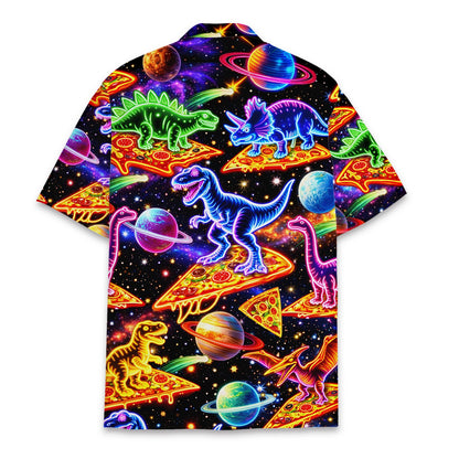 Back view of the vibrant space hawaiian shirt.