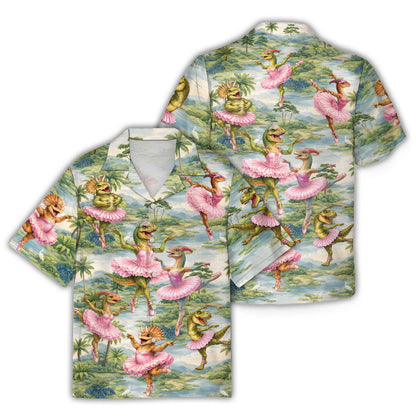 Dinosaurs in tutus hawaiian shirt on adult model, main view