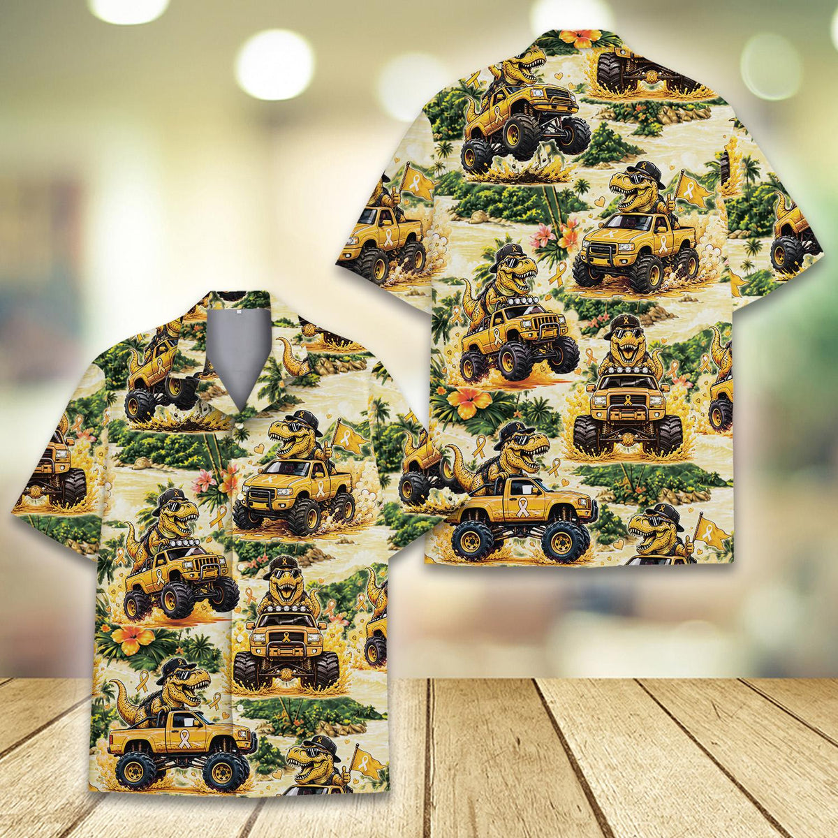 Another front view displaying the all-over repeating pattern on the polyester fabric