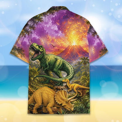 Full back view of the matching family hawaiian shirt