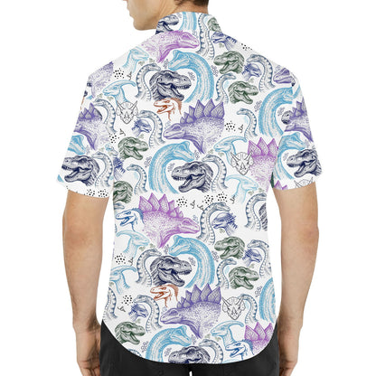 Back view of the dinosaurs hawaiian shirt showing the all-over print