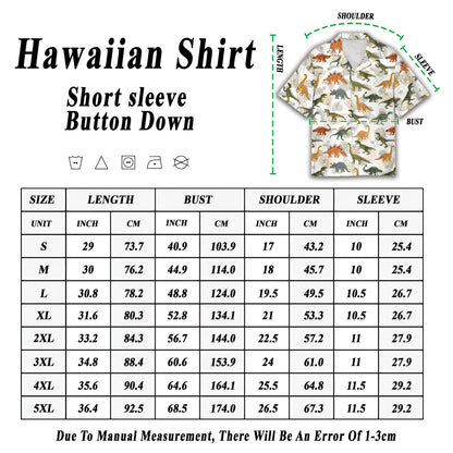 Side view of the dinosaur hawaiian shirt