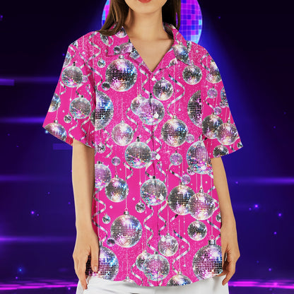 Third lifestyle view showing the disco hawaiian shirt in action