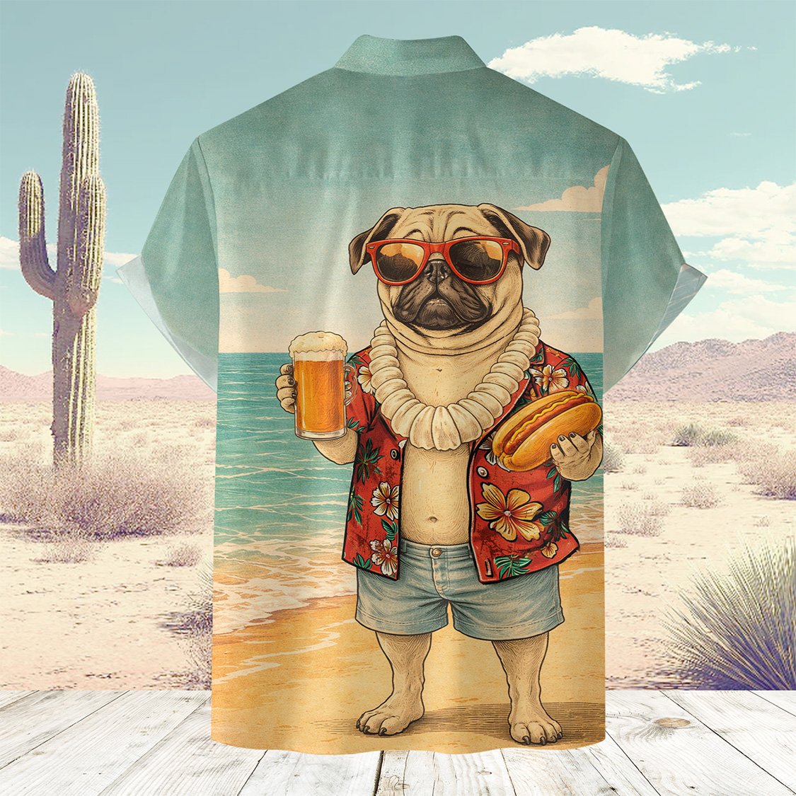 Additional back view of the hawaiian shirt