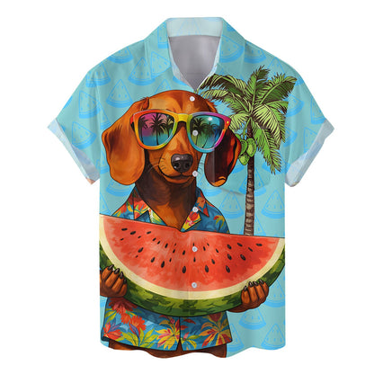 Close up front view showing the cool dog and watermelon slice pattern