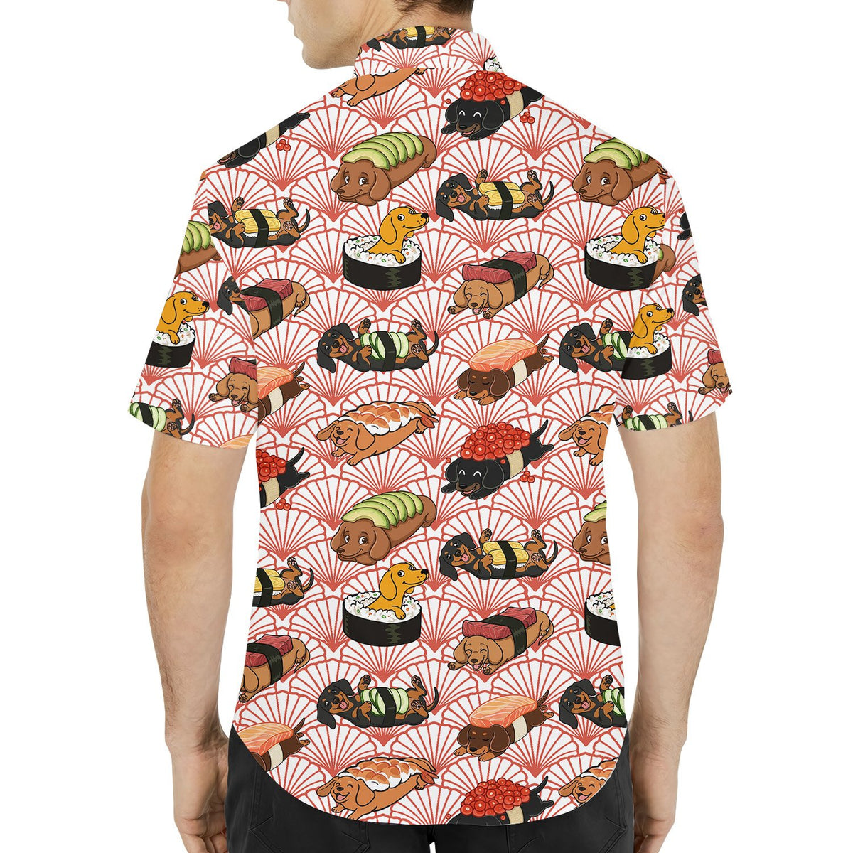 Back view of the matching family hawaiian shirts