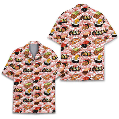 Close up front view of the family hawaiian shirt design