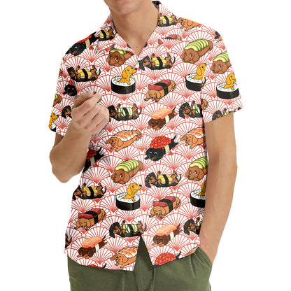 Lifestyle view of people wearing matching family hawaiian shirts