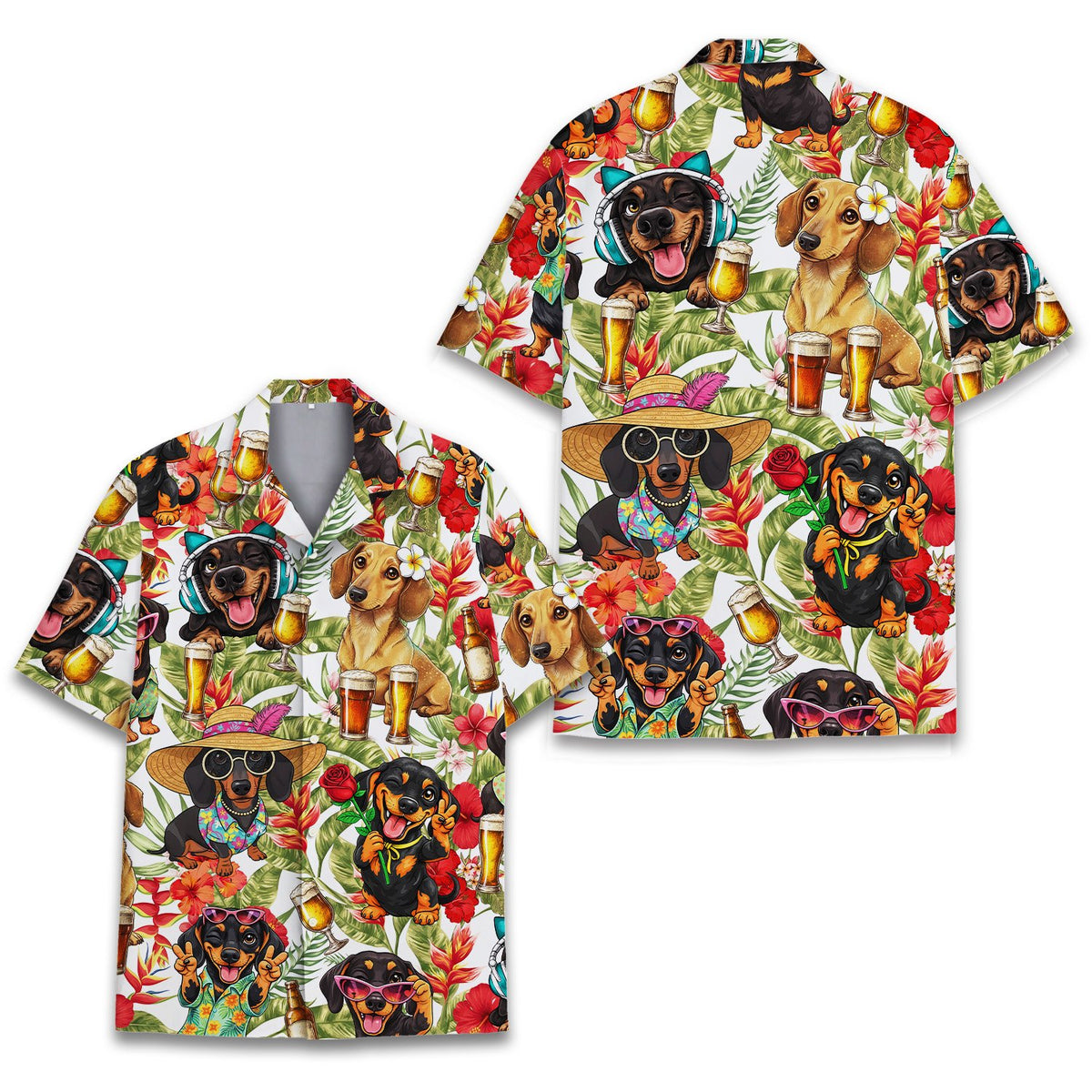 Another front view of the matching family hawaiian shirt