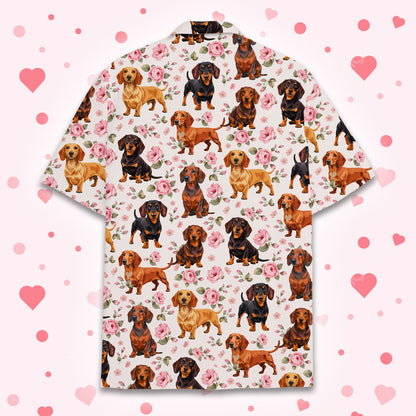 Second back view of the dog and floral print shirt