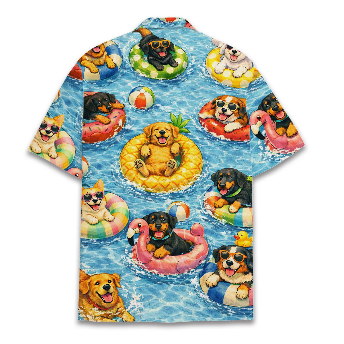Back view of the dogs hawaiian shirt