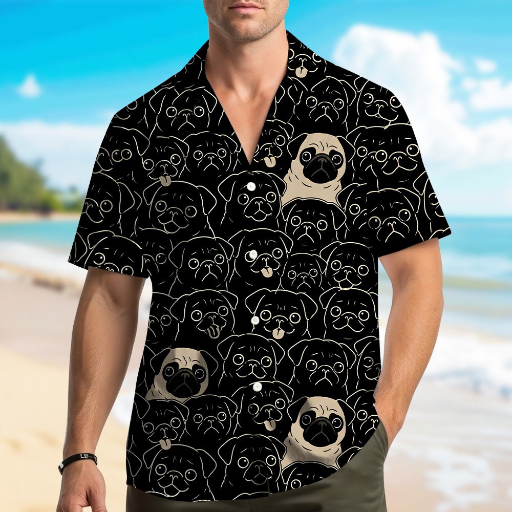 Lifestyle image of the matching family hawaiian shirt worn outdoors