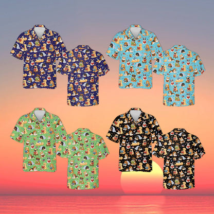 Matching family hawaiian shirt reading pattern multicolor design 4, front view