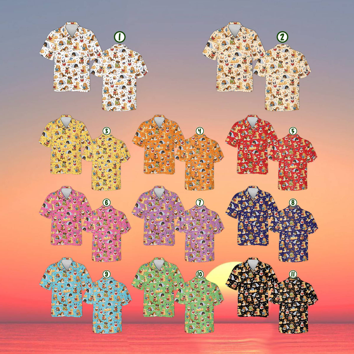 Hawaiian shirts matching family reading pattern multicolor design 5, front view