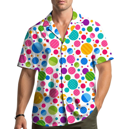 Lifestyle view showing the dot day hawaiian shirt being worn