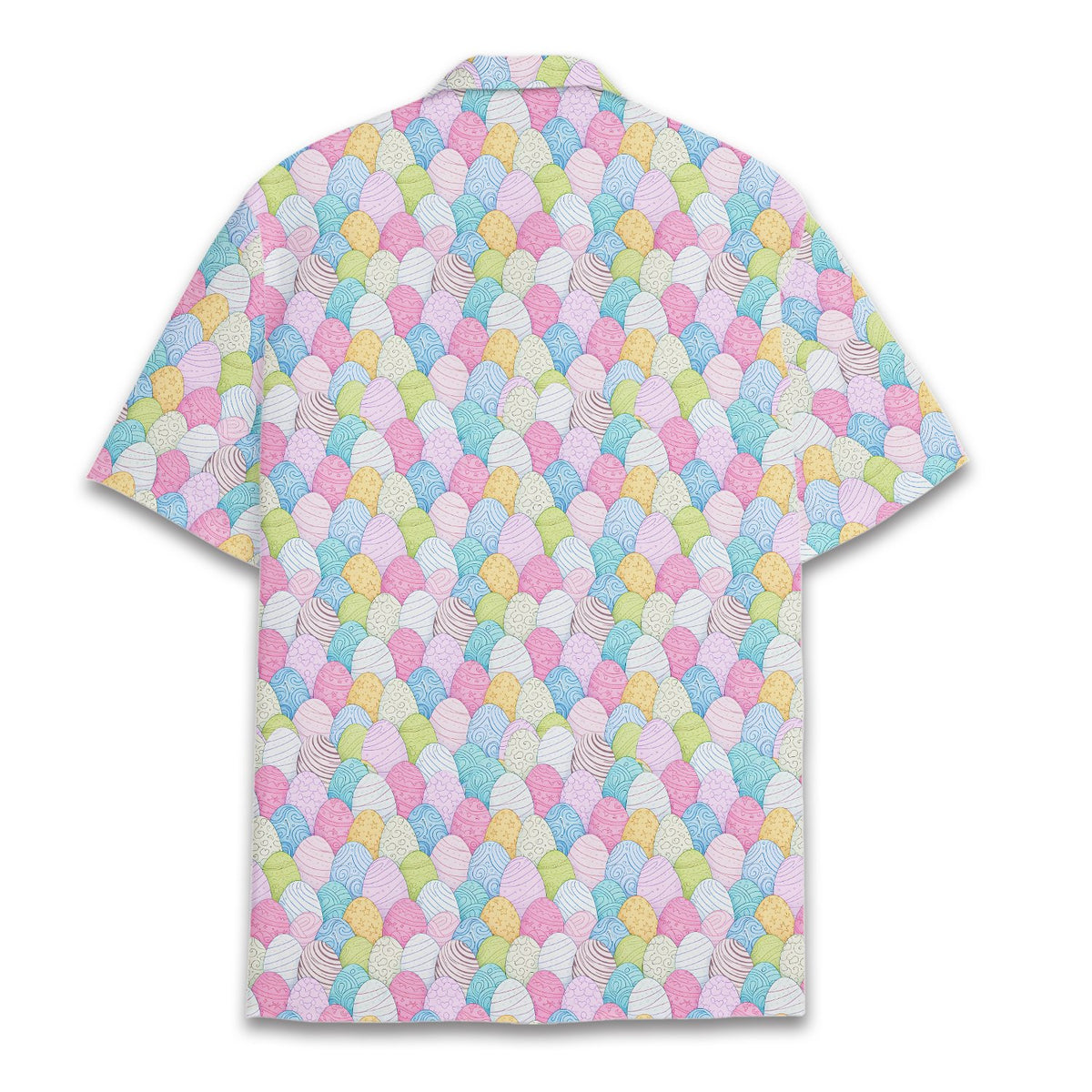 Back view of the easter bigfoot button-up shirt