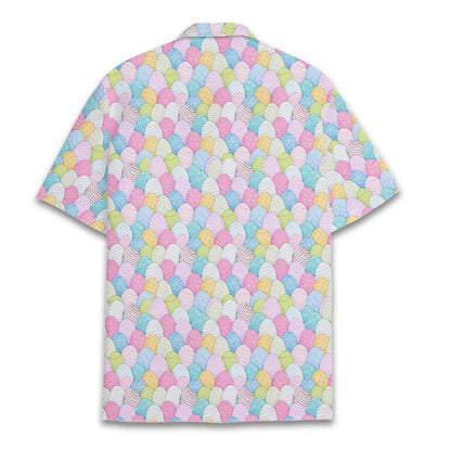 Back view of the easter bigfoot button-up shirt