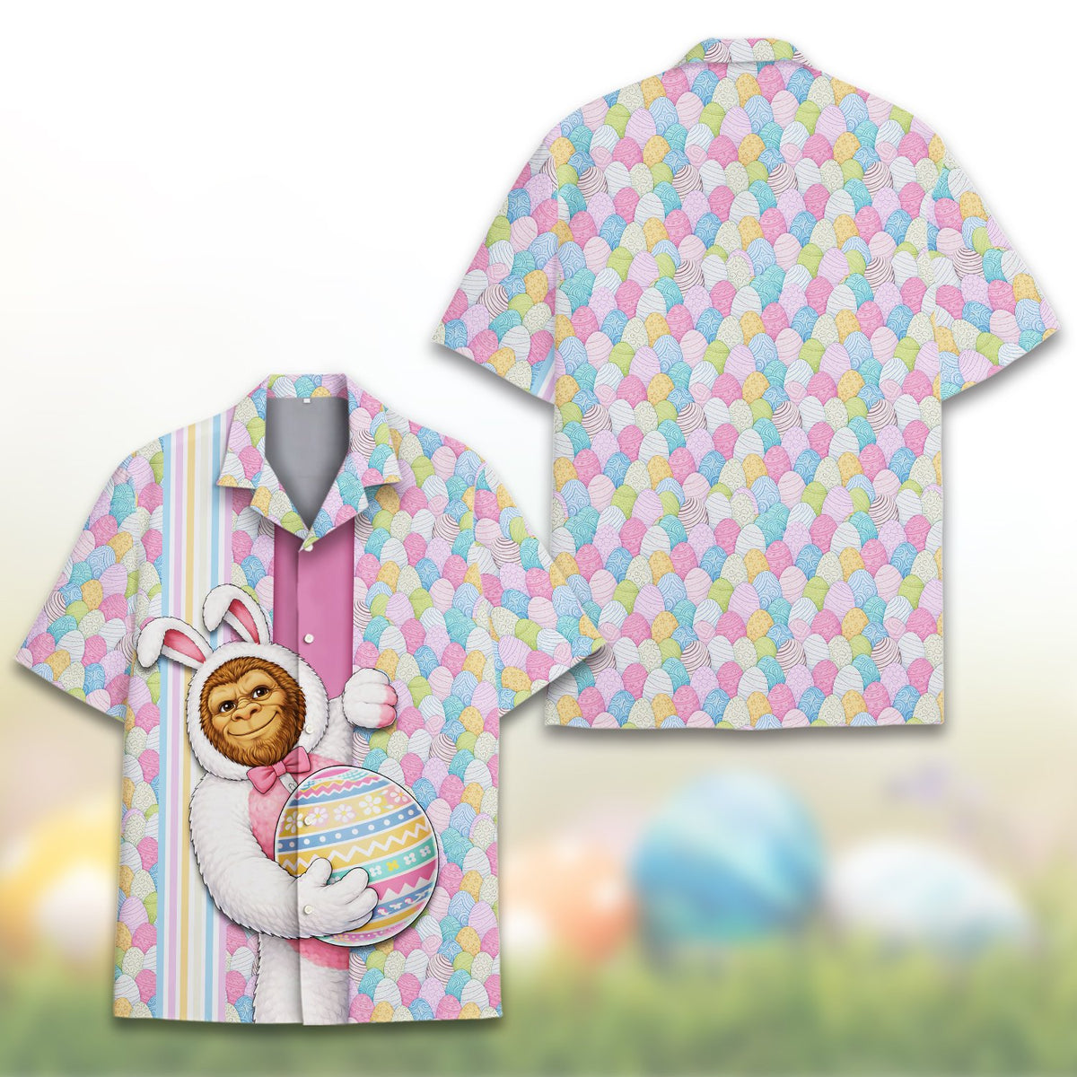 Another front view of the easter holiday hawaiian shirt