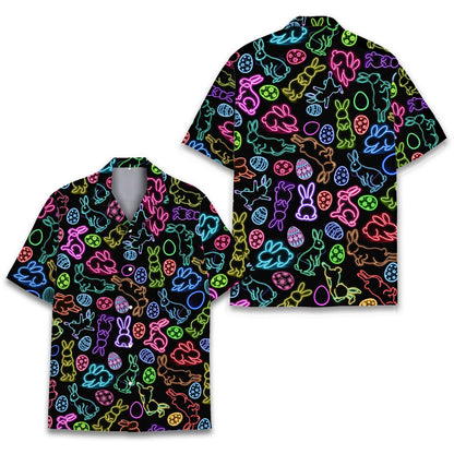 Additional close-up view of the Easter Hawaiian shirt fabric details