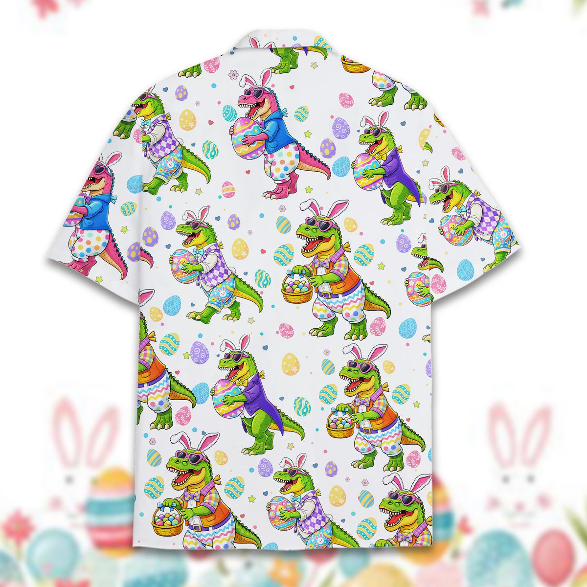 Easter dinosaur hawaiian shirt, alternate back view