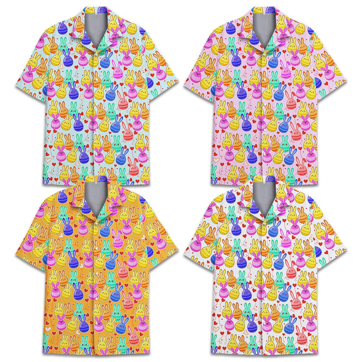 Front view of the Easter bunny pattern matching family hawaiian shirt
