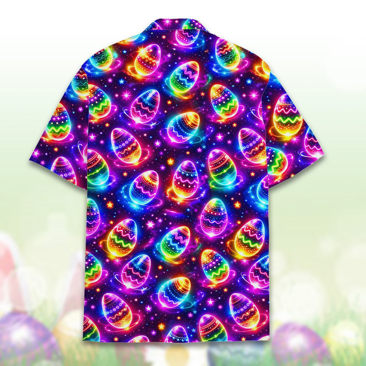 Additional back view of the galaxy easter egg shirt
