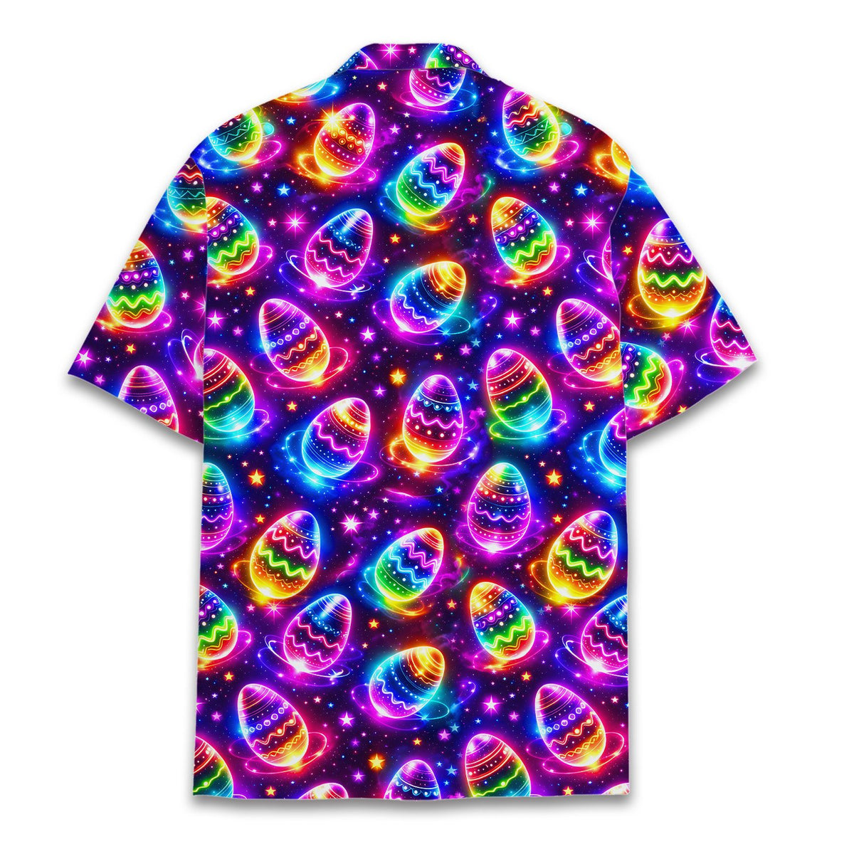Back view of the purple easter hawaiian shirt