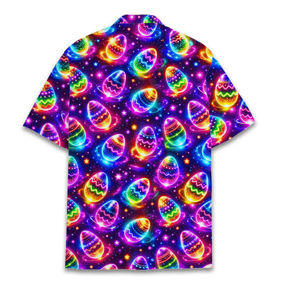 Back view of the purple easter hawaiian shirt