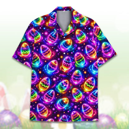 Another front angle of the matching family hawaiian shirt for easter