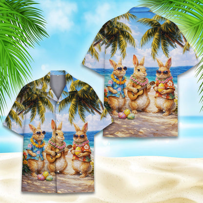 Additional front angle of the tropical easter hawaiian shirt