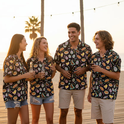 Lifestyle view of the Easter hawaiian shirt worn outdoors