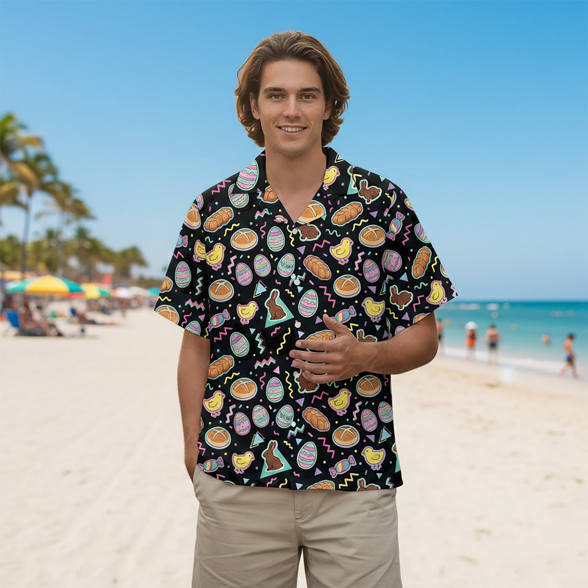 Third lifestyle view showing the retro 90s pattern details
