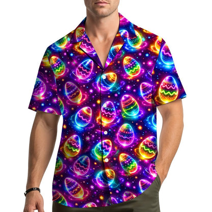 Lifestyle view of someone wearing the matching family easter hawaiian shirt